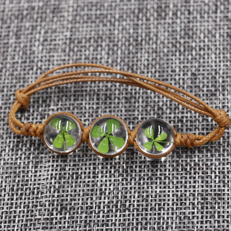 Wholesale Dried Flower Bracelet&Time Gemstone Narcissus Eternal Flower Weaving Bracelet